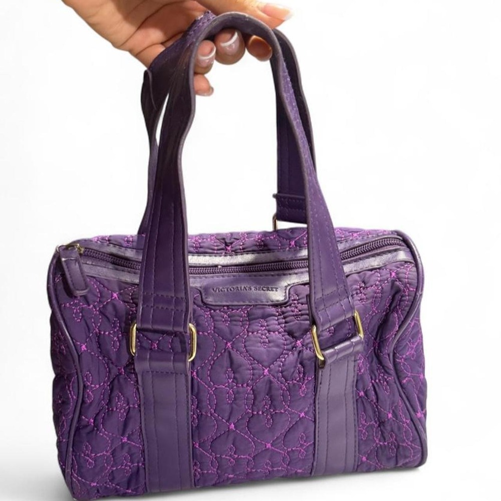 Victoria's Secret Purple Quilted Floral Small Satchel Shoulder Bag Y2K